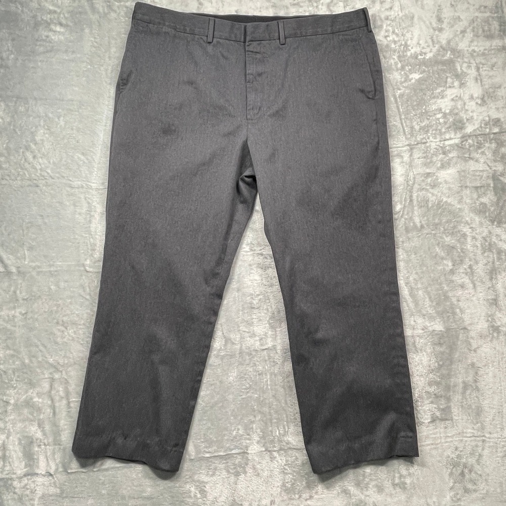 Lands End Dress Pants Mens 42 Gray Traditional Fit Flat Front Trousers